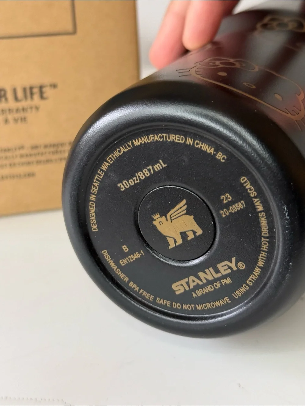 Stanley x Hello Kitty Black & Gold Travel Tumbler 30 oz - Picture 4 of 9